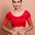 Red Silk Round Neck Readymade Blouse