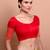 Red Silk Round Neck Readymade Blouse