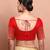 Red Silk Round Neck Readymade Blouse
