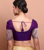 Purple Silk Round Neck Readymade Blouse
