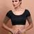 Black Silk Round Neck Readymade Blouse With Elbow Length Sleeves