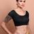 Black Silk Round Neck Readymade Blouse With Elbow Length Sleeves