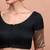 Black Silk Round Neck Readymade Blouse With Elbow Length Sleeves