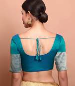 Blue Silk Round Neck Readymade Blouse