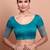 Blue Silk Round Neck Readymade Blouse