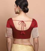 Maroon Silk Round Neck Readymade Blouse