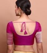 Magenta Silk Round Neck Readymade Blouse