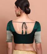 Green Silk Round Neck Readymade Blouse