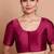 Wine Silk Round Neck Readymade Padded Blouse