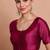 Wine Silk Round Neck Readymade Padded Blouse