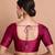 Wine Silk Round Neck Readymade Padded Blouse