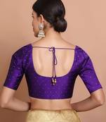 Purple Silk Round Neck Readymade Padded Blouse