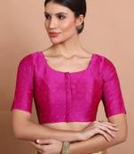 Pink Silk Round Neck Readymade Blouse