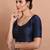 Navy Blue Silk Round Neck Sleeveless Blouse