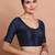 Navy Blue Silk Round Neck Sleeveless Blouse