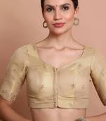 Light Gold Tissue Round Neck Embroidered Readymade blouse