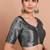 Grey Tissue Emroidered Readymade Blouse
