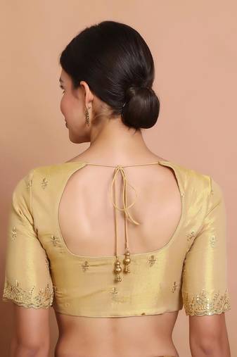 Gold Tissue Embroidered Readymade Blouse
