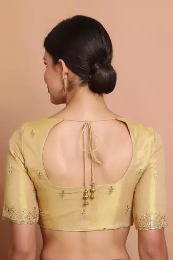 Gold Tissue Embroidered Readymade Blouse