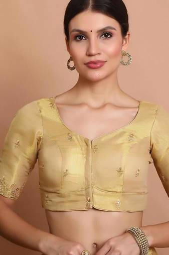 Gold Tissue Embroidered Readymade Blouse