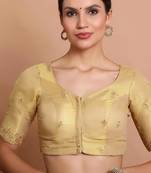 Gold Tissue Embroidered Readymade Blouse
