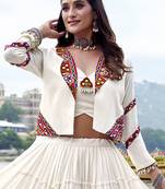 white Gamthi Mirror Work & Kodi Lace Chaniya Choli