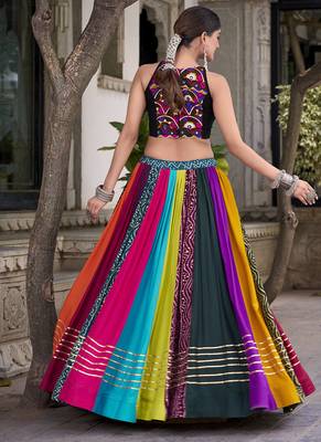 multicolor Rayon Printed Chaniya Choli with Gota Patti work 4