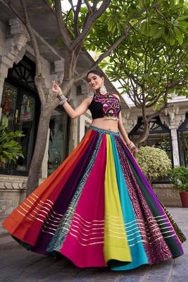 multicolor Rayon Printed Chaniya Choli with Gota Patti work 5