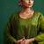 Olive embroidered satin kurta set