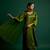 Olive embroidered satin kurta set