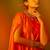 Orange embroidered satin dress