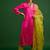 Rani pink embroidered satin kurta set