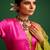 Rani pink embroidered satin kurta set