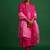 Rani pink embroidered satin kurta set