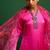 Rani pink embroidered satin kurta set