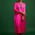 Rani pink embroidered satin kurta set