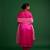 Rani pink embroidered satin kurta set