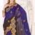 Purple and brown multi zari resham embroidered border work satin silk saree sari