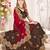 Brown and red multi zari resham embroidered border work satin silk saree sari