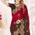Brown and red multi zari resham embroidered border work satin silk saree sari