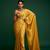 Mustard plain silk saree with belt