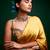 Mustard plain silk saree with belt