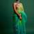 Lime green embroidered organza saree