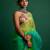 Lime green embroidered organza saree