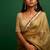 Dark olive plain silk saree saree with belt