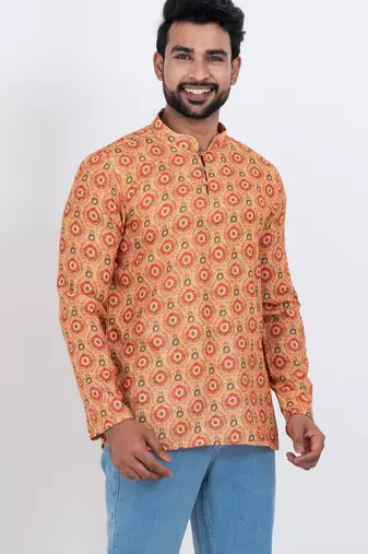 digital print cotton multicolor short kurta