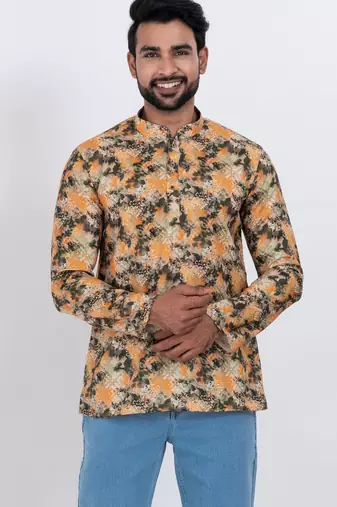 digital print cotton multicolor short kurta