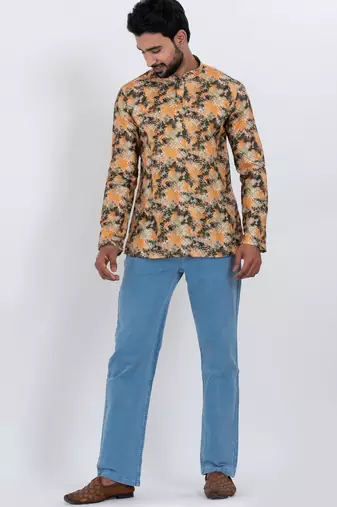 digital print cotton multicolor short kurta