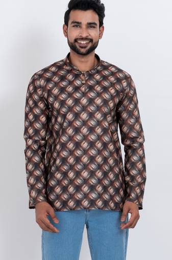 Rooted libaas digital print cotton multicolor short kurta
