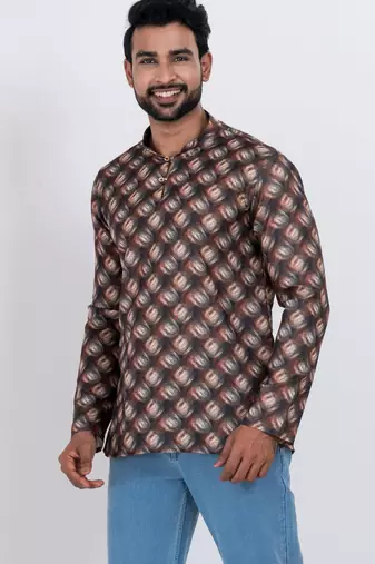digital print cotton multicolor short kurta